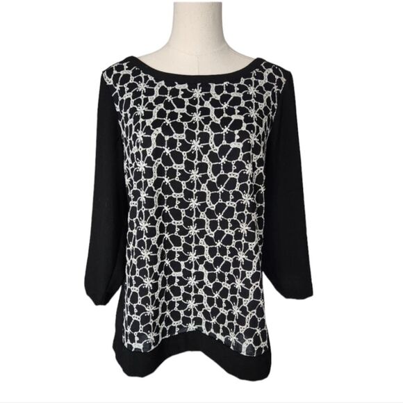 Ann Taylor black and white top - Size 10 - Picture 1 of 7